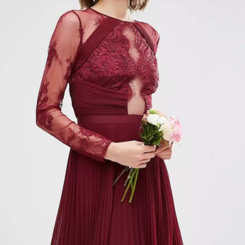 ASOS Burgundy Lace Midi Dress